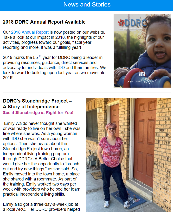 January 2019 DDRC Newsletter