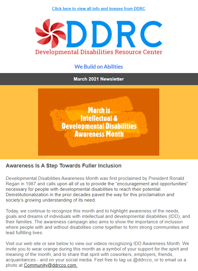 March 2021 DDRC Newsletter