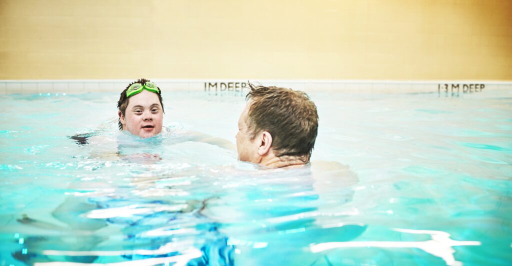 IDD individual in a recreation swim program
