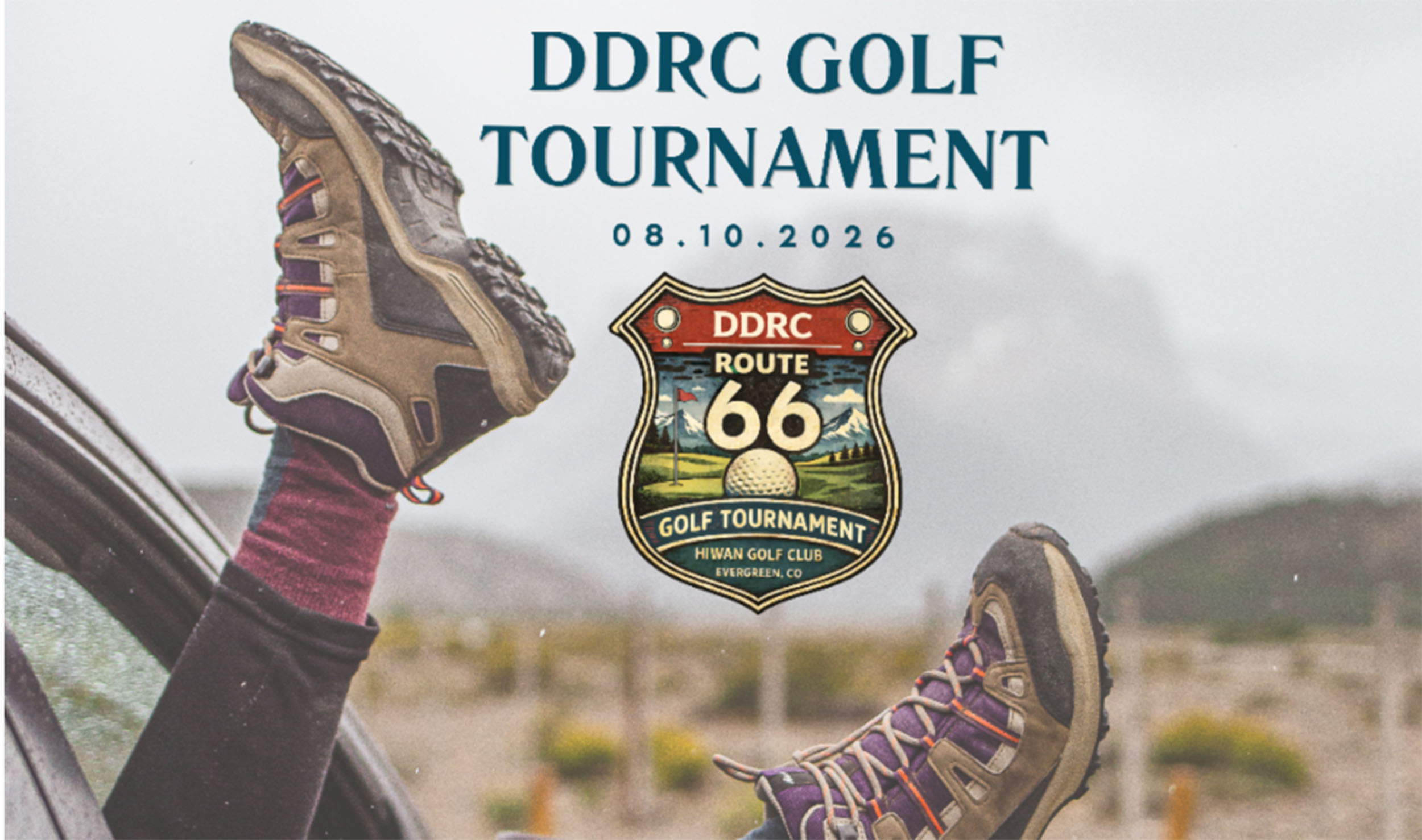 Promotional flyer of DDRC annual golf tournament on August 8th, 2026.